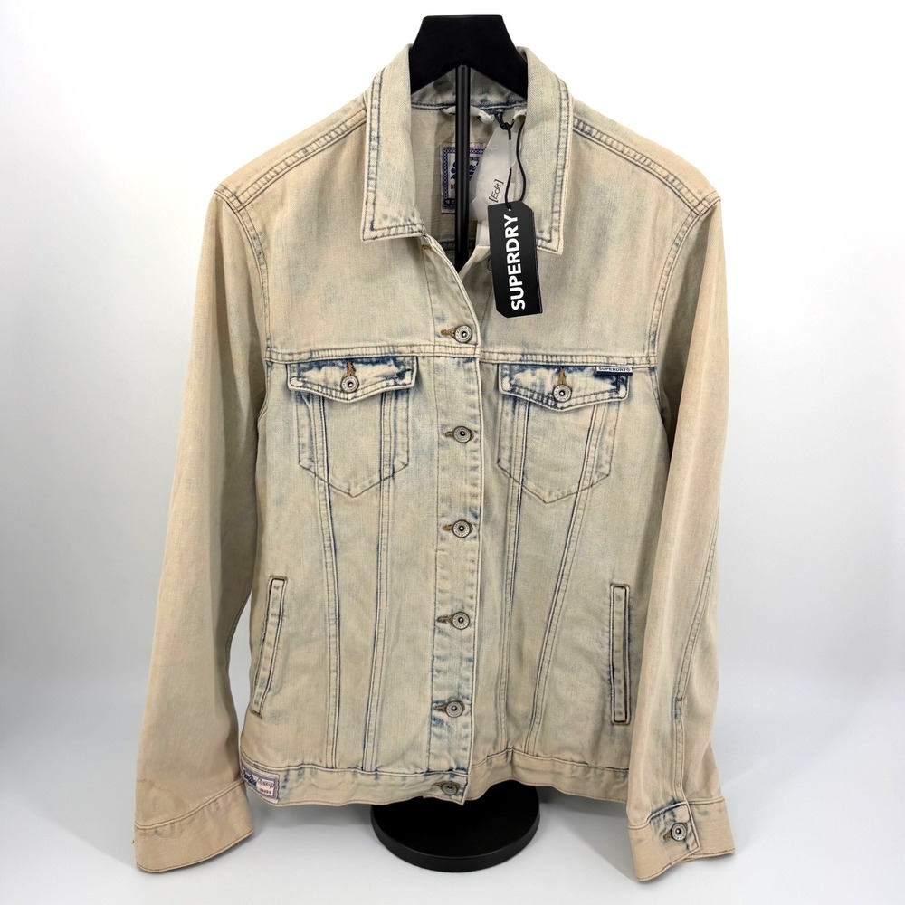 Superdry Denim Jacket Womens 8 Acid Light Wash New Long Line